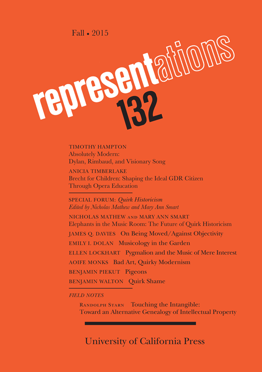 Representations Cover Image for Volume 132, Issue 1
