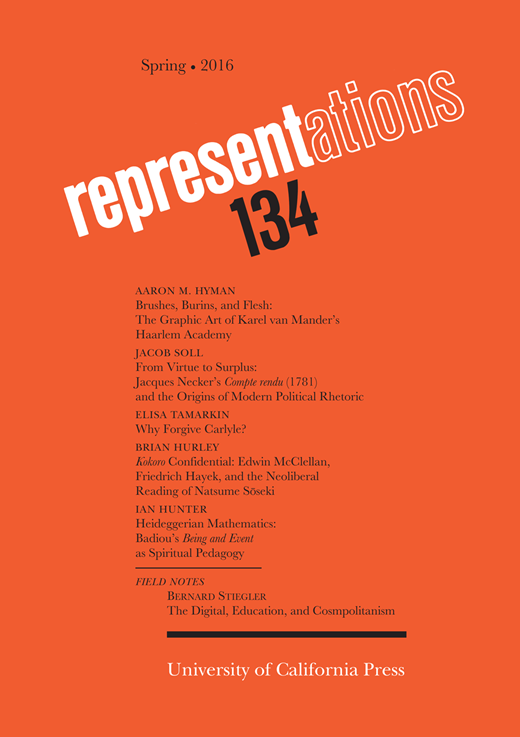 Representations Cover Image for Volume 134, Issue 1