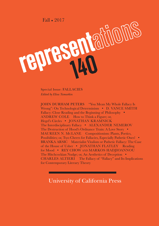 Representations Cover Image for Volume 140, Issue 1