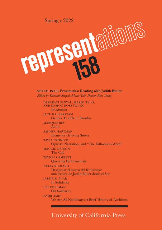 Representations Cover Image for Volume 158, Issue 1
