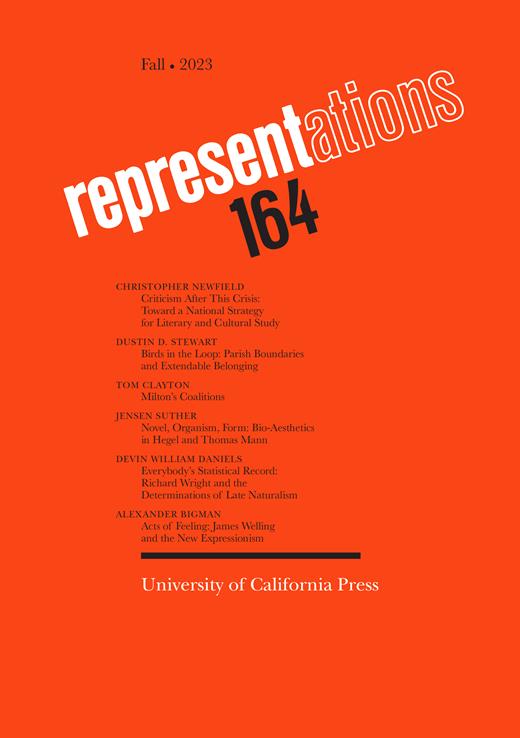 Representations Cover Image for Volume 164, Issue 1