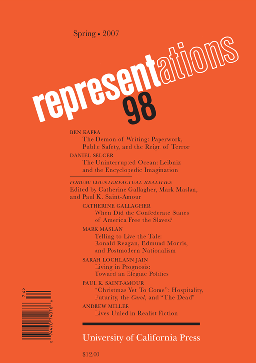 Representations Cover Image for Volume 98, Issue 1