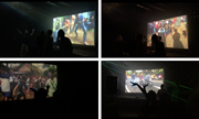 Concertgoers and videos featured at GMO's concert at Inkonst in Malmö, Sweden, October 4, 2019. Photos by Nils Bubandt and Sanne Krogh Groth.