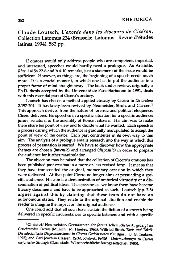 lexorde dans les discours de ciceron rhetorica university