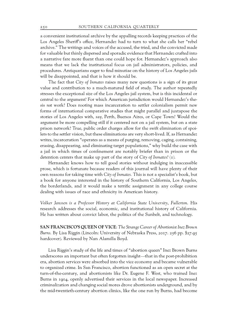 First page of Review: <italic>San Francisco’s Queen of Vice: The Strange Career of Abortionist Inez Brown Burns</italic> by Lisa Riggin