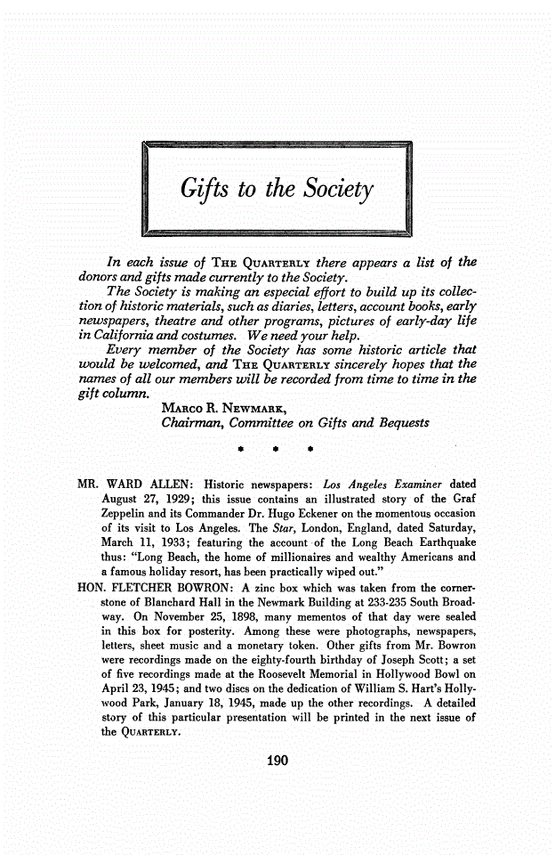 First page of Gifts to the Society