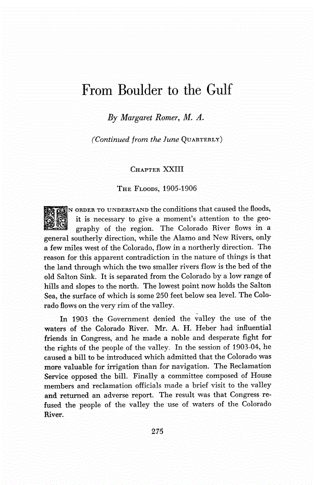 First page of From Boulder to the Gulf (Continued)