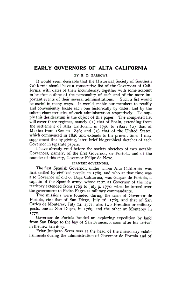 First page of EARLY GOVERNORS OF ALTA CALIFORNIA