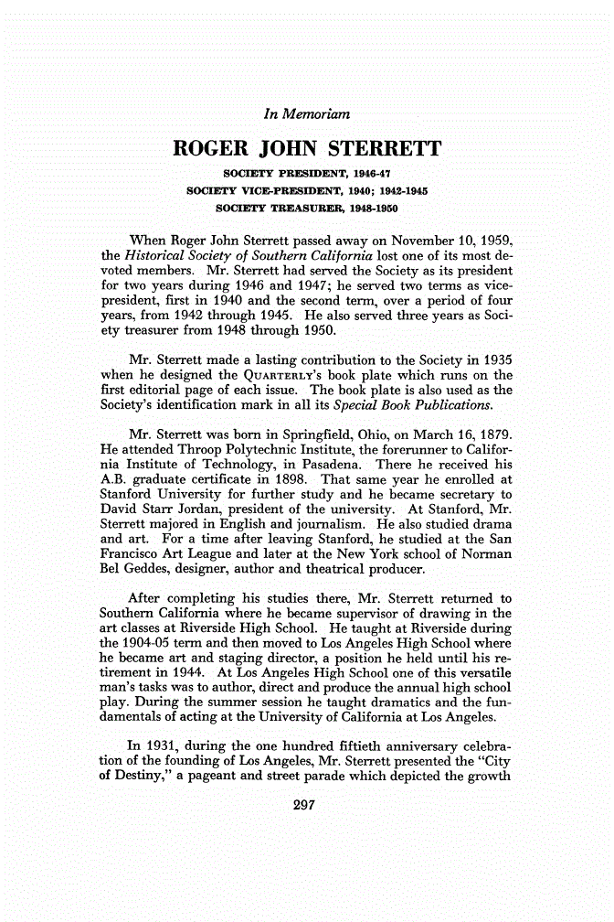 First page of ROGER JOHN STERRETT