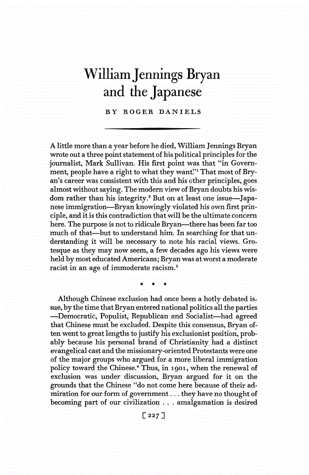 First page of William Jennings Bryan and the Japanese