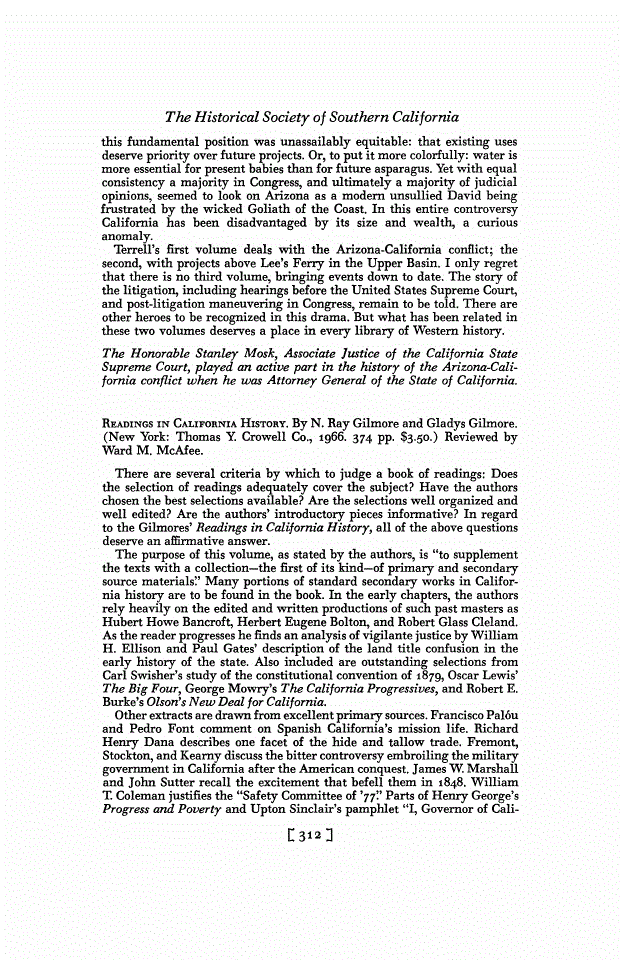 First page of Review: <italic>Readings in California History</italic>, by N. Ray Gilmore and Gladys Gilmore