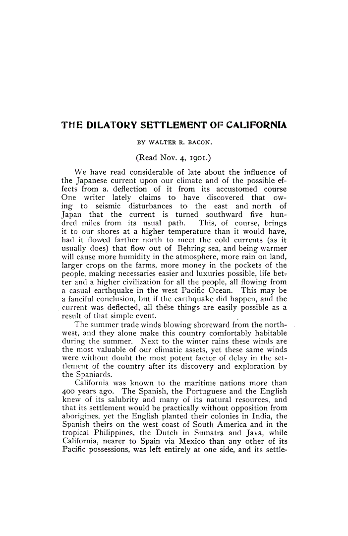 First page of THE DILATORY SETTLEMENT OF CALIFORNIA