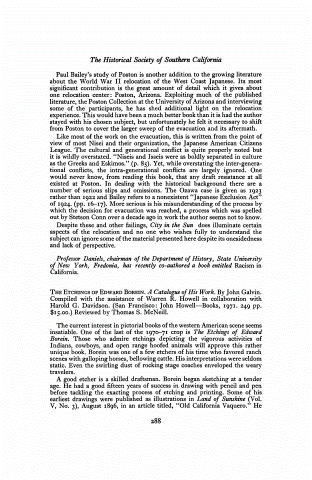 First page of Review: <italic>The Etchings of Edward Borein. A Catalogue of His Work</italic>, by John Galvin, Warren R. Howell, and Harold G. Davidson