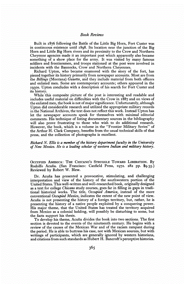 First page of Review: <italic>Occupied America: The Chicano's Struggle Toward Liberation</italic>, by Rodolfo Acuña