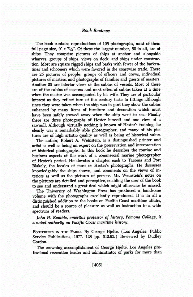 First page of Review: <italic>Footprints in the Parks</italic>, by George Hjelte