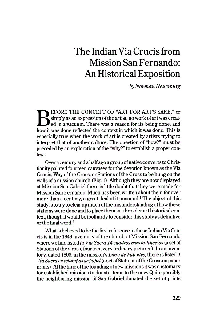 First page of The Indian Via Crucis from Mission San Fernando: An Historical Exposition