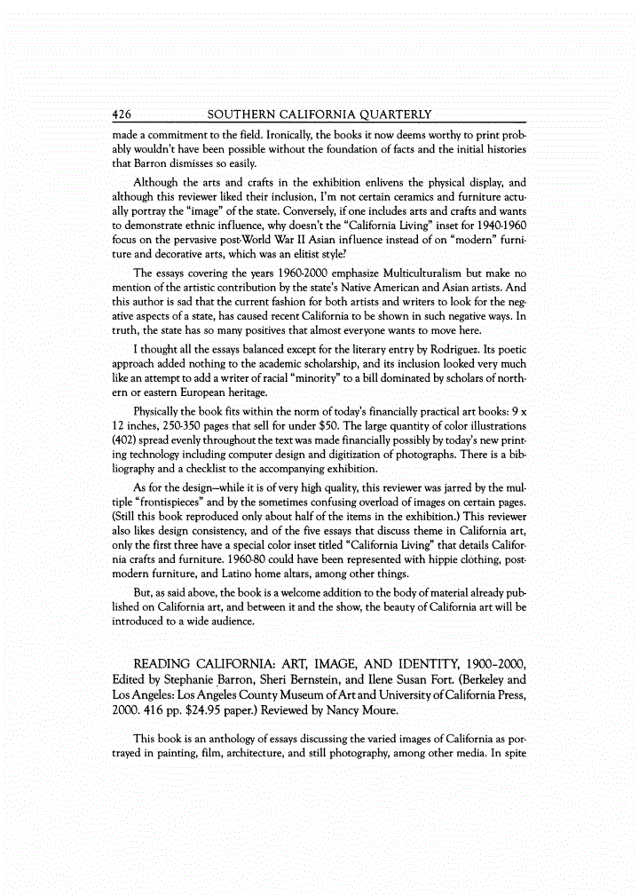 First page of Review: <italic>READING CALIFORNIA: ART, IMAGE, AND IDENTITY, 1900-2000</italic>, by Stephanie Barron, Sheri Bernstein, and Ilene Susan Fort