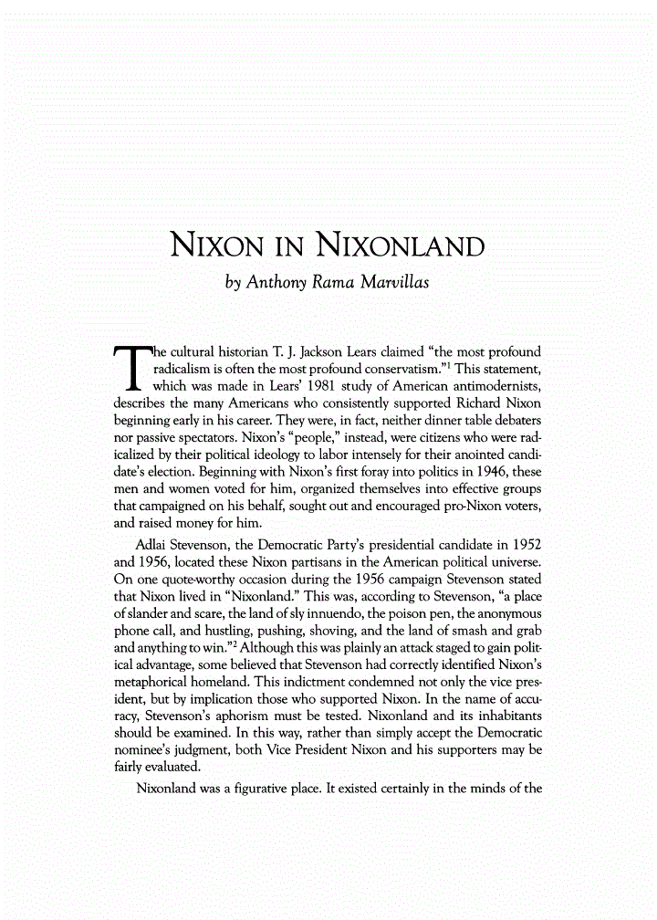 First page of Nixon in Nixonland