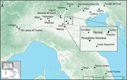 Map of northern Italy with many of the sites mentioned in the text.