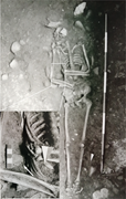 Tomb 38 of Vicolo San Silvestro 23 and the position of the coins found. Photos by Andrea Checchi (Archive of MIBACT-SABAC of Verona, Rovigo e Vicenza. Prot.11548, 17.04.2024).