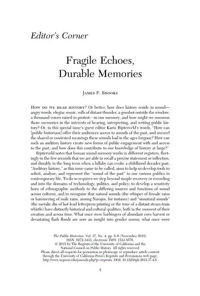 First page of Fragile Echoes, Durable Memories