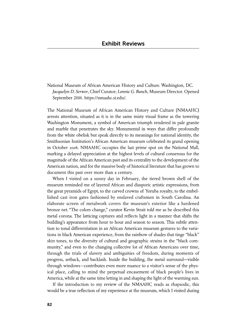 First page of Review: National Museum of African American History and Culture
