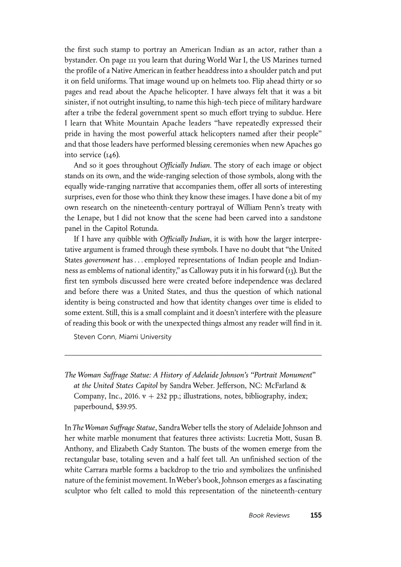 First page of Review: <italic>The Woman Suffrage Statue: A History of Adelaide Johnson’s “Portrait Monument” at the United States Capitol</italic> by Sandra Weber