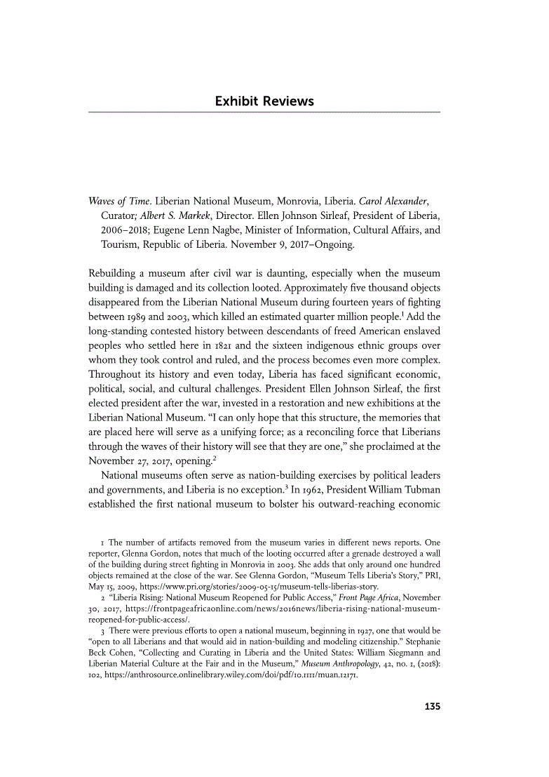 First page of Review: <italic>Waves of Time</italic>, Liberian National Museum, Monrovia, Liberia