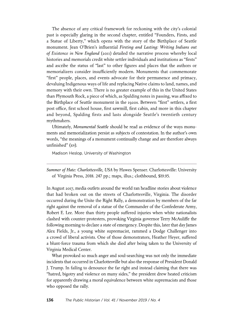 First page of Review: <italic>Summer of Hate: Charlottesville, USA</italic> by Hawes Spenser
