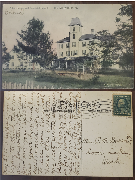 A RPPC postcard of Allen Normal and Industrial Institute connected alumnae while fundraising for their alma mater. (Courtesy of author’s personal collection)