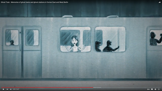 West Berlin girl stuck on an actual ghost train. Scene from the motion comic “Ghost Train.” (Copyright Azam Aghalouie and Hassan Tavakoli, 2020)