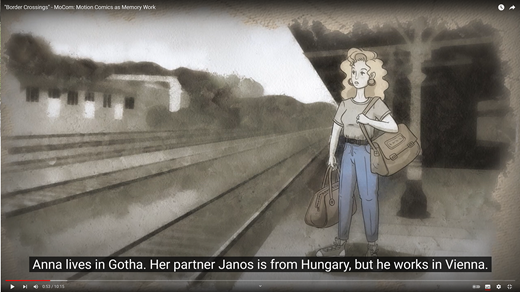 Anna during her escape from the GDR to West Germany via Hungary and Austria. Scene from the first MoCom motion comic “Border Crossings.” (Copyright Azam Aghalouie and Hassan Tavakoli, 2022)